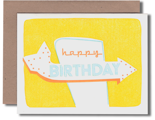 Power and Light Press Greeting Card - Signage Yellow Bday