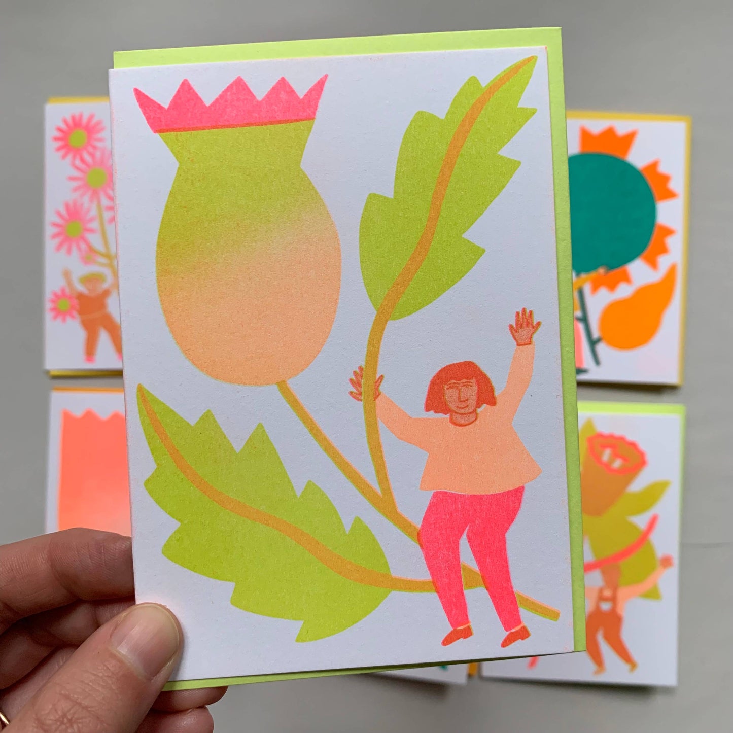 Thistle - Blooming Risograph Mini Greeting Card