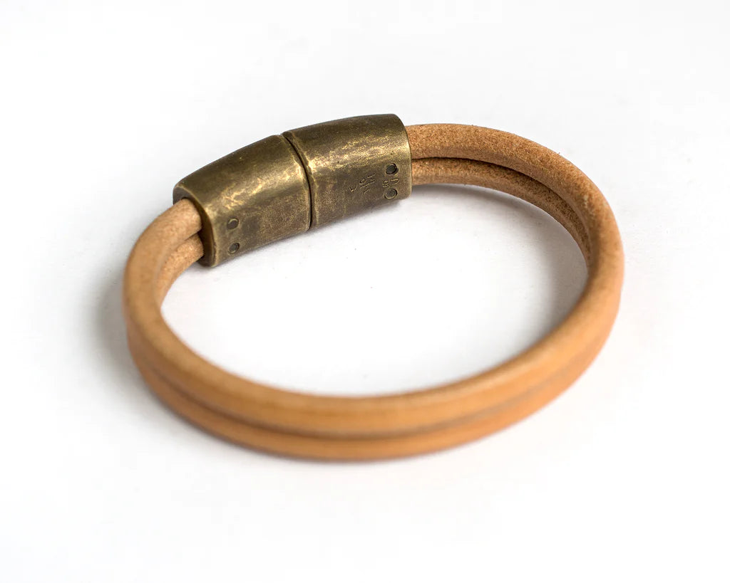 Cat Bates - Lodestone Leather Bracelet - Brass