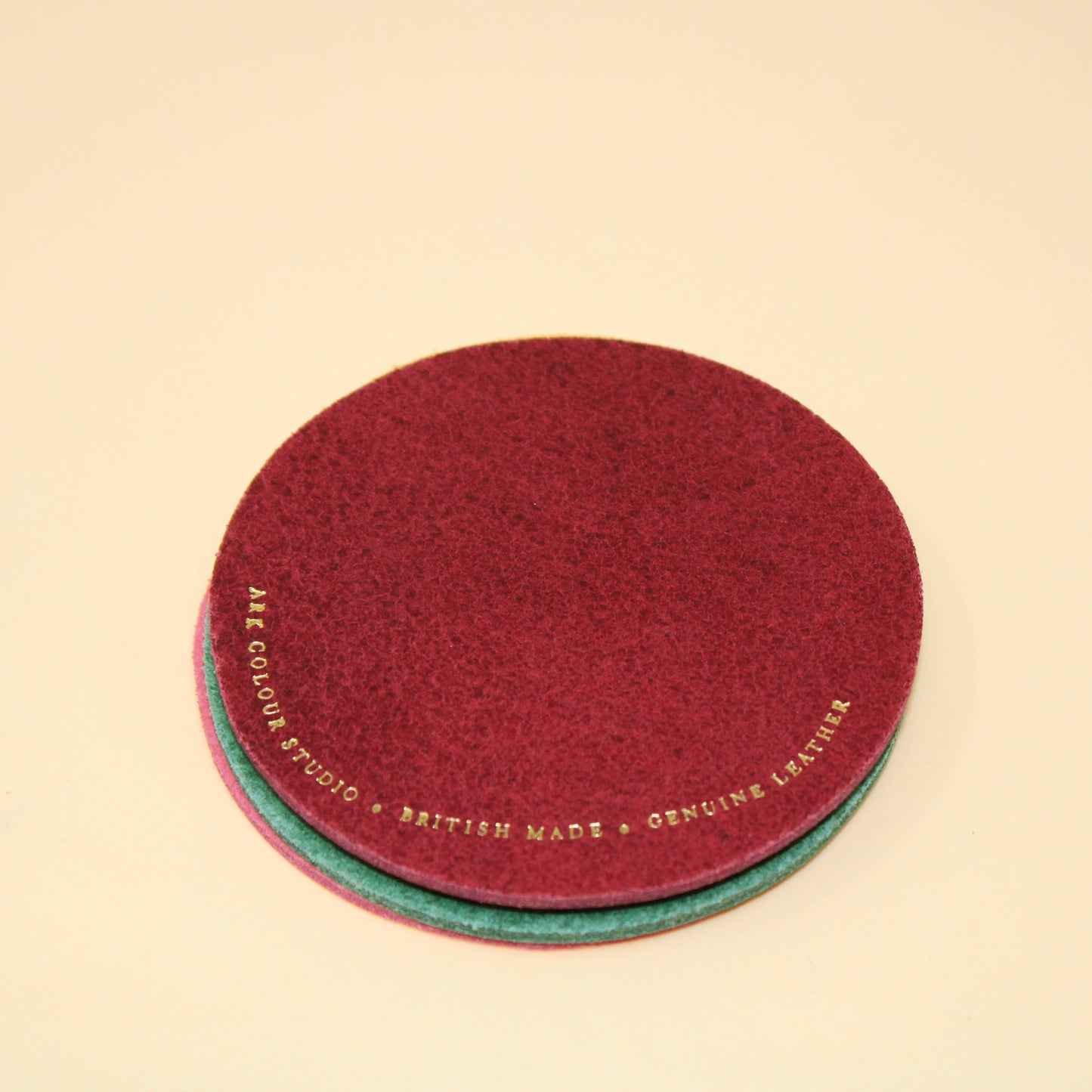 Ark Happy Face Smilie Leather Coasters - Set of 4
