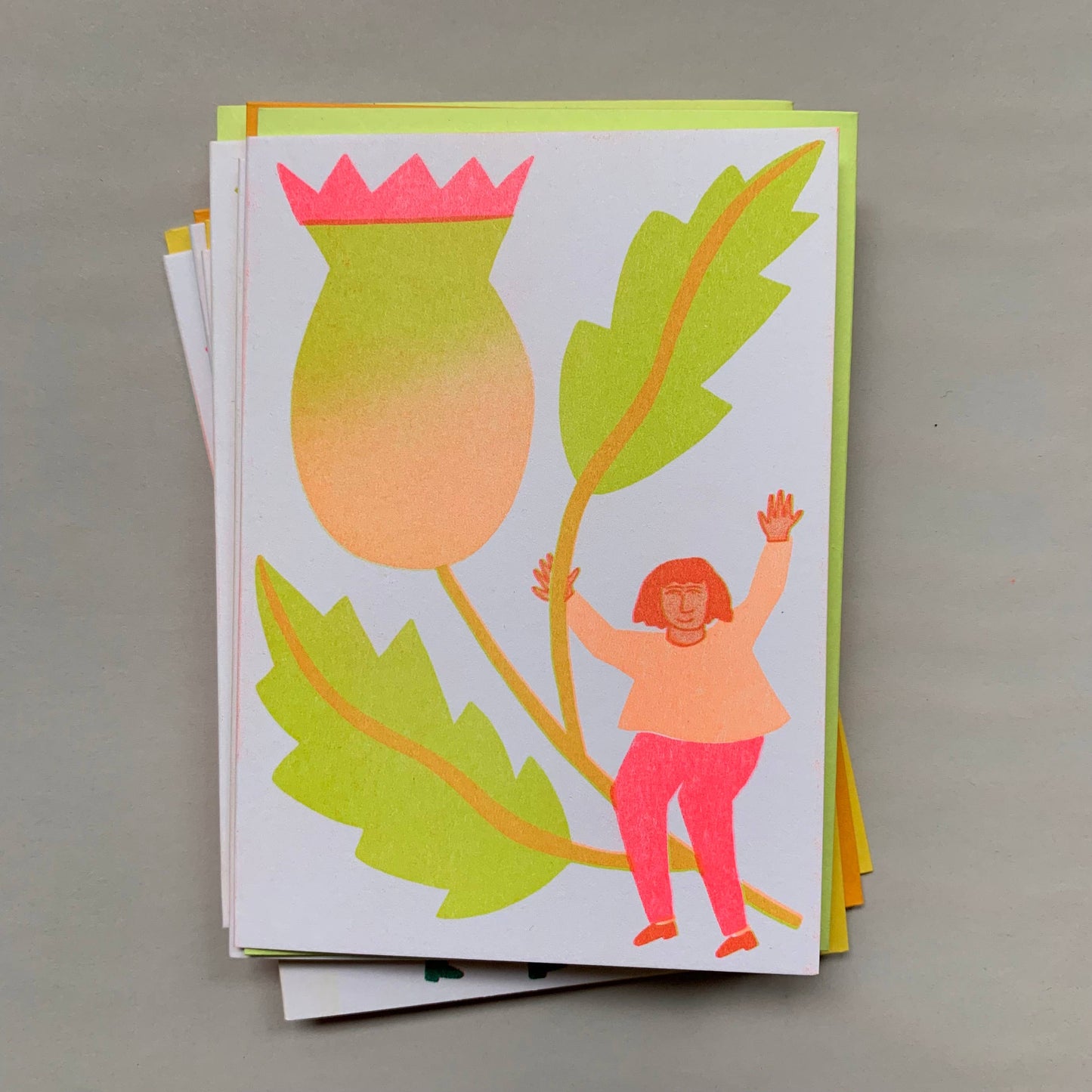 Thistle - Blooming Risograph Mini Greeting Card