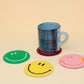 Ark Happy Face Smilie Leather Coasters - Set of 4