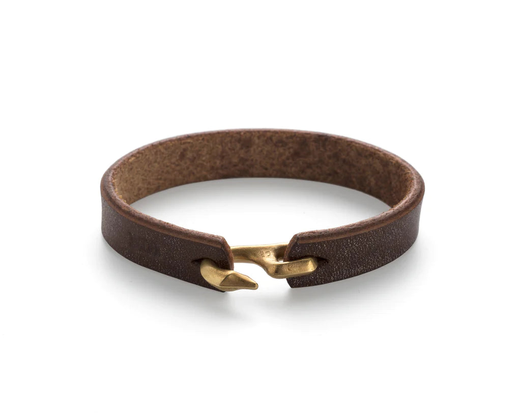 Cat Bates - Cygnet Hook Bracelet - Brass - Leather