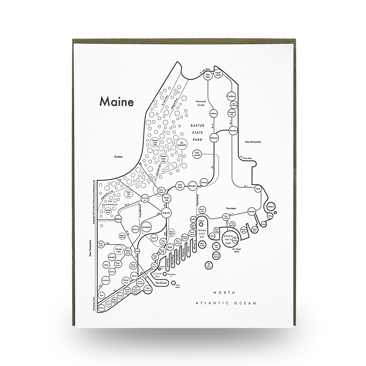 Archie's Press: Maine Map Print